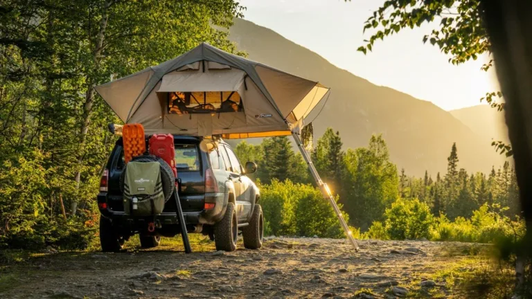 car camping kettle, tent and essentials